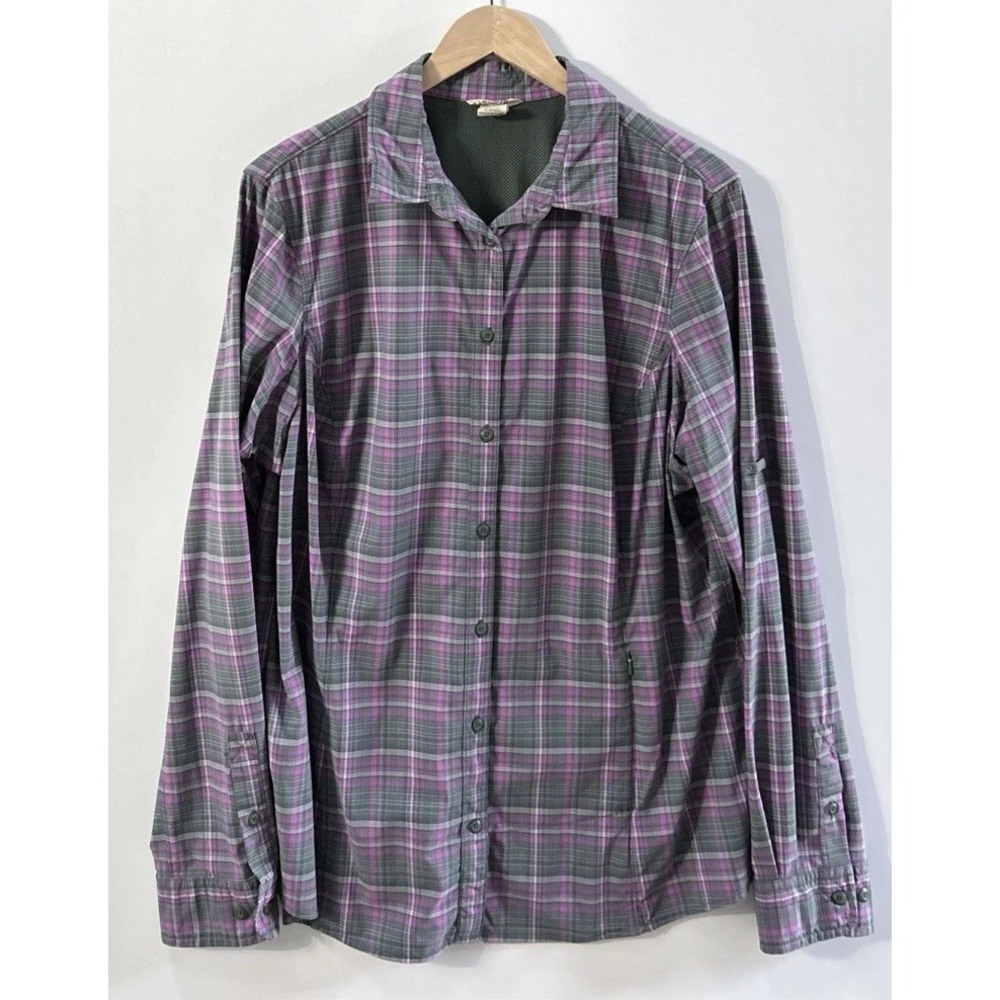 Women's Duluth Trading L/S Button Down Shirt Sz‎ XL Nylon Blend Vented EC